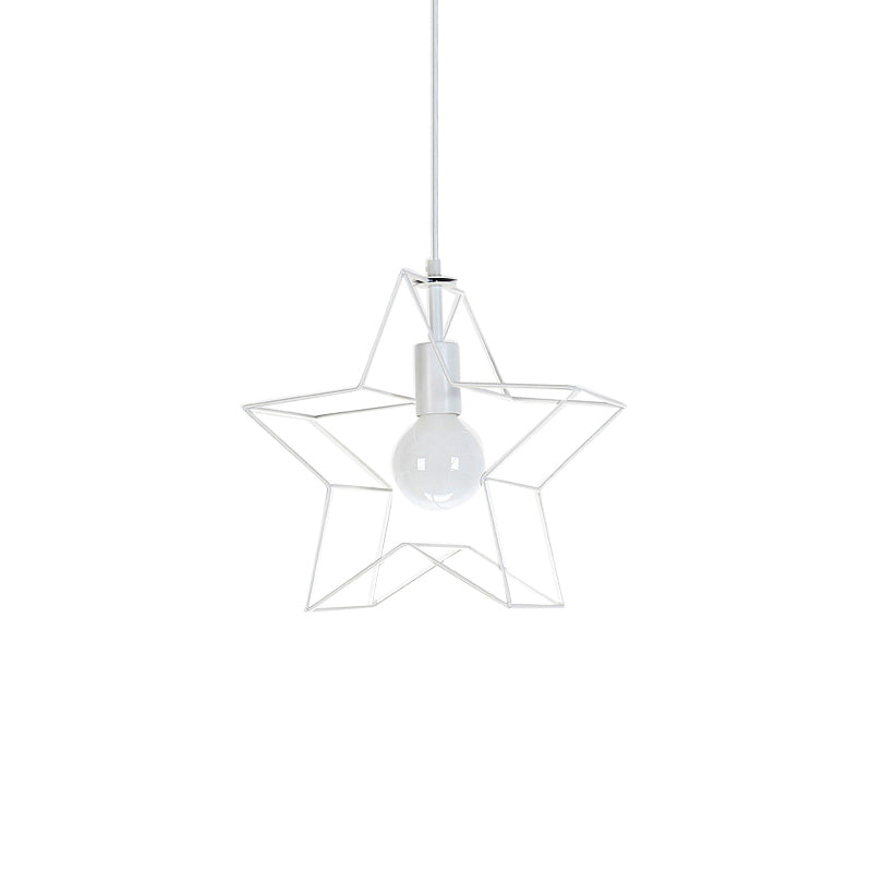 Contemporary White Metal Star Pendant Light With 1 Bulb