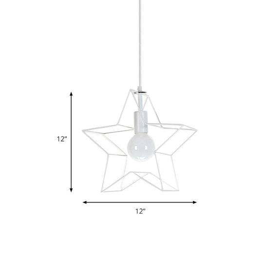Contemporary White Metal Star Pendant Light With 1 Bulb