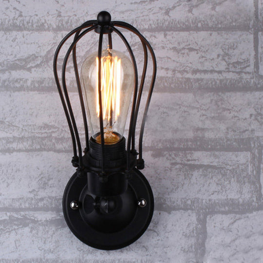 Minimalist Grapefruit Iron Wall Lamp In Black For Corridor Lighting