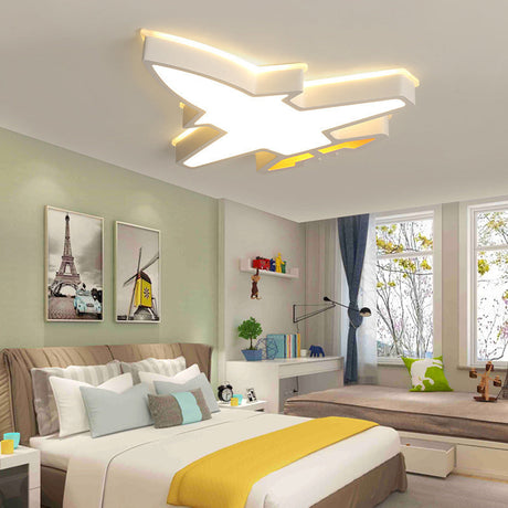 White Acrylic Led Flush Mount Light: Plane Shape Simplicity Nursery Ceiling Lighting