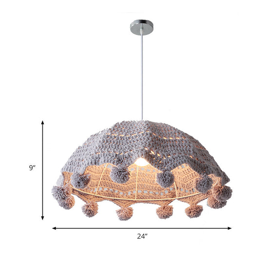 Nordic Style Fabric Umbrella Pendant Light For Girls Bedroom - 1 Head Lamp