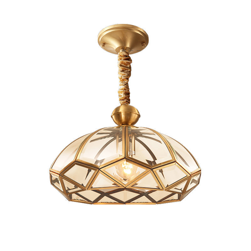 Minimalist Gold Single-Bulb Ceiling Pendant Light With Metal Geometric Shape / A