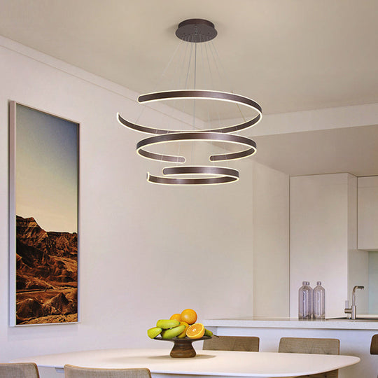 Modern Led Aluminum Chandelier - Artistic Curved Design For Living Room Coffee / Small Warm