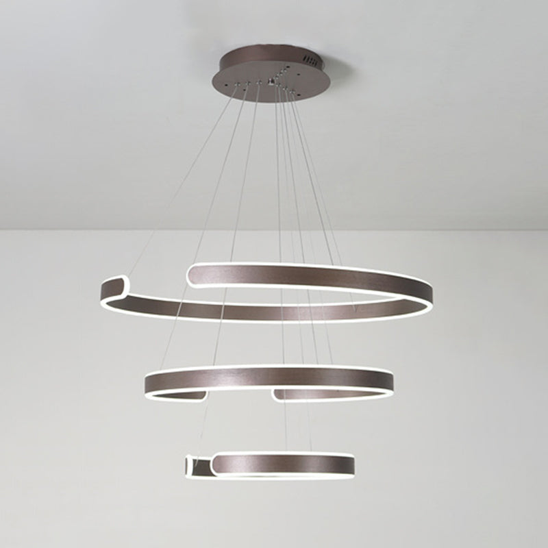Artistic Curved LED Suspension Light - Aluminum Chandelier for Living Room