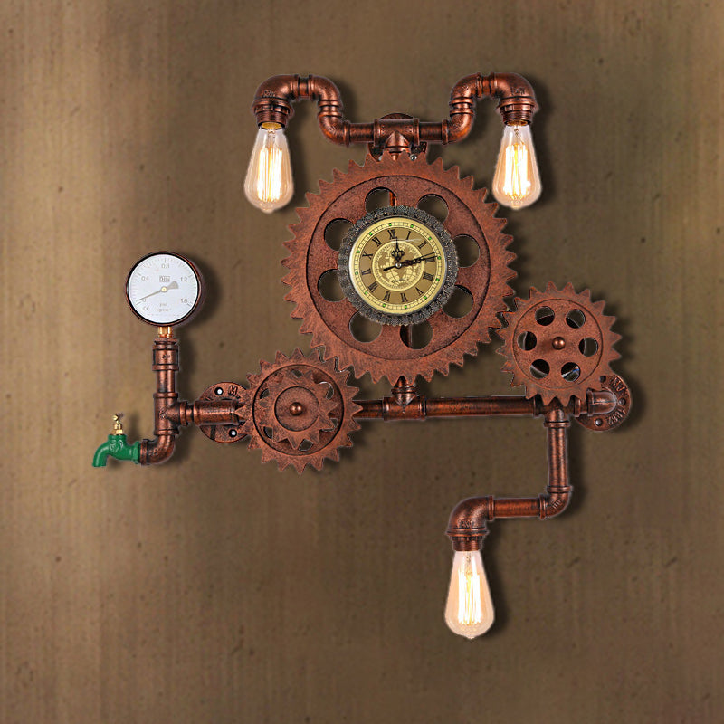 Industrial Metal Sconce Lighting: Weathered Copper Indoor Wall Lamp