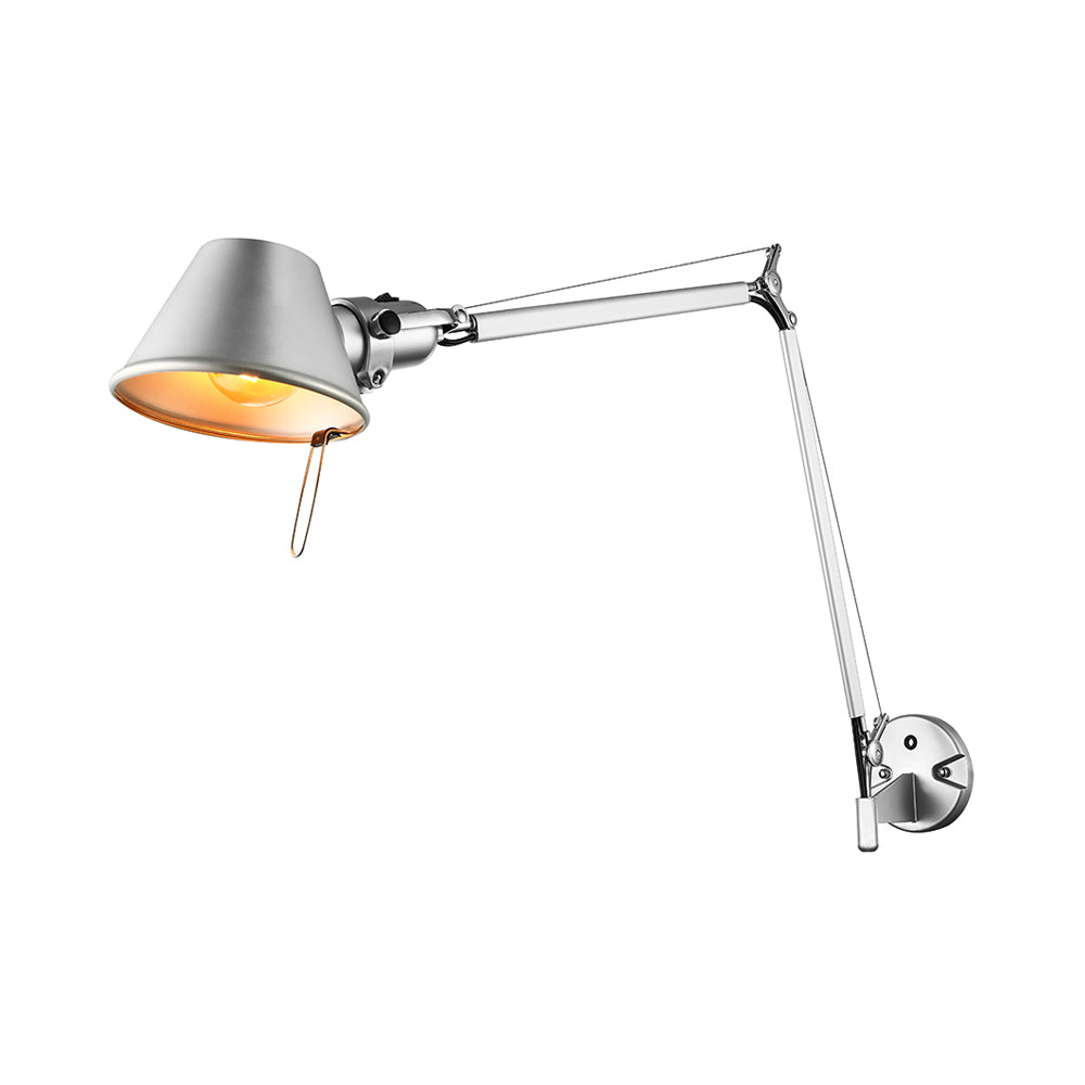 Retro Swing Arm Wall Lamp With Metallic Finish And Tapered Design - Ideal For Study Room Lighting
