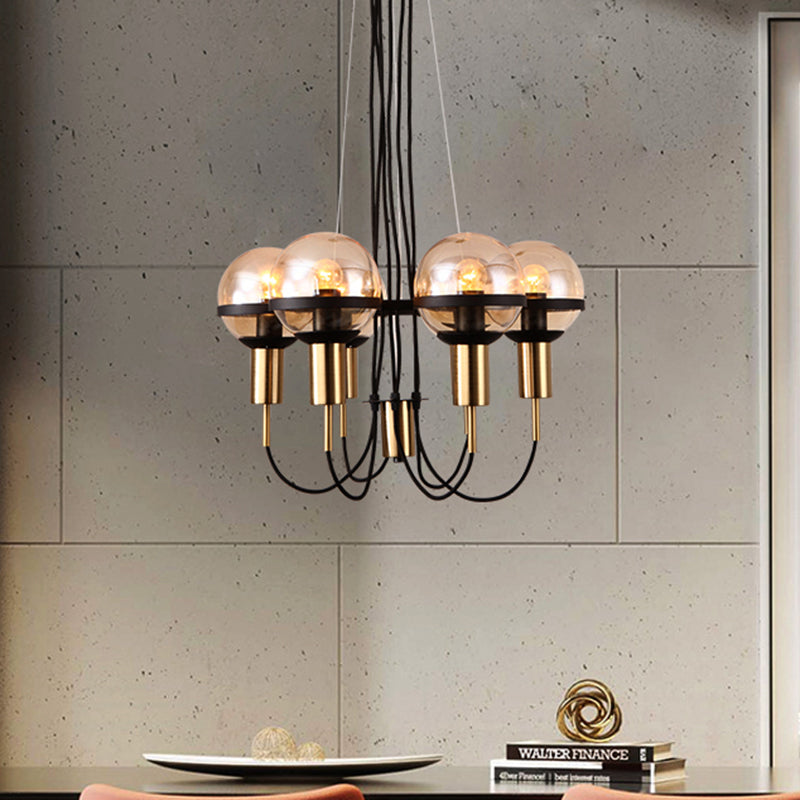 Modern Global Glass Shade Chandelier - 6/8 Lights Brass Living Room Ceiling Light 6 /