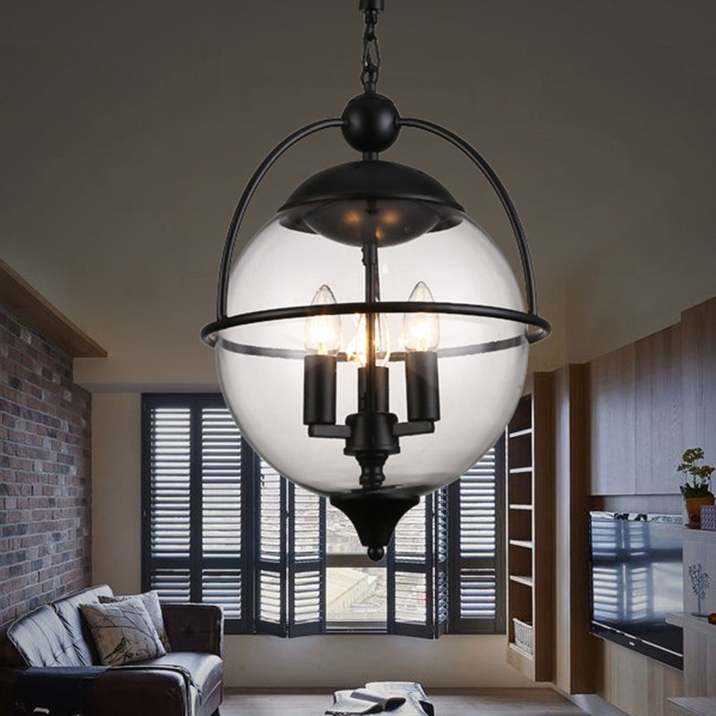 Traditional 3-Light Black Glass Chandelier - Stylish Pendant Lighting For Living Room