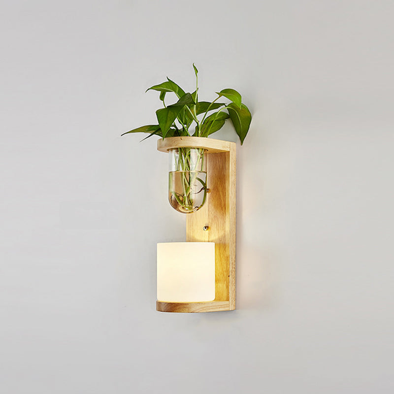 Modern White Glass Geometric Wall Sconce Lamp For Bedside / Barrel