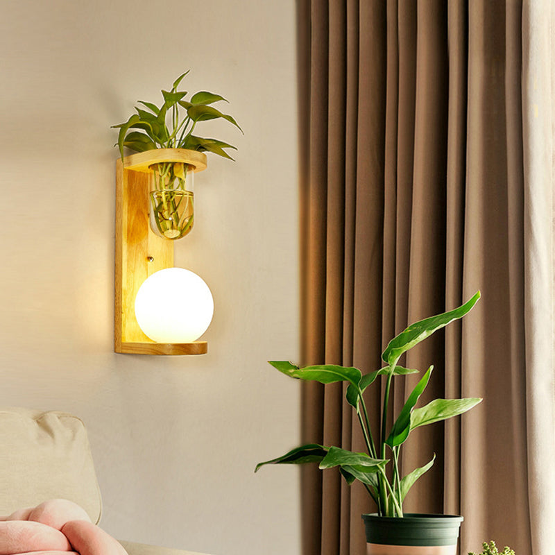 Modern White Glass Geometric Wall Sconce Lamp For Bedside / Globe