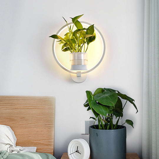 Minimalist Geometric Ring Led Wall Sconce Light - Aluminium Planter & Living Room Décor