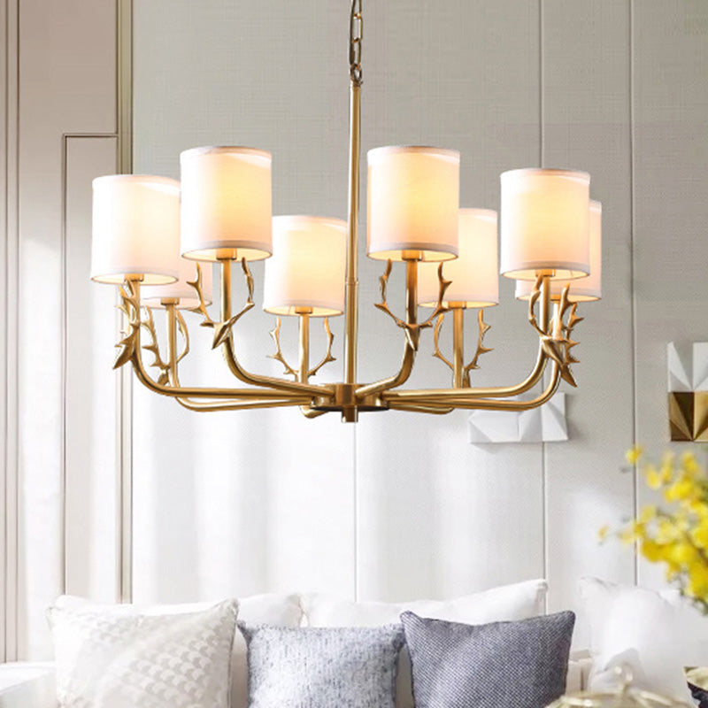 Contemporary Suspension Light With Antler Decor - Stylish Chandelier For Living Room 8 / Gold