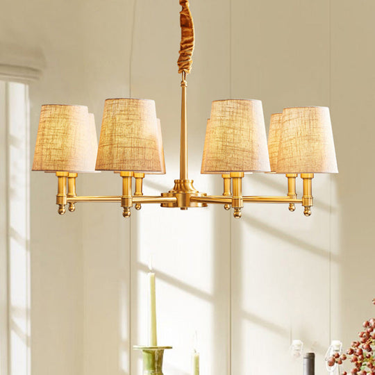 Gold Living Room Pendant Light With Empire Shade Chandelier And Simplicity Fabric Fixture 8 /