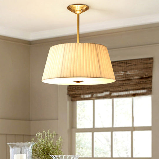 Simplicity Fabric Gold Pendant Light with Pleated Empire Shade