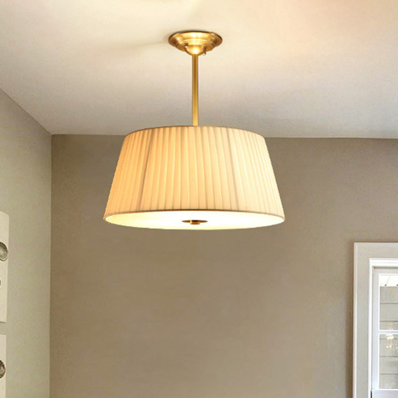 Simplicity Fabric Gold Pendant Light with Pleated Empire Shade