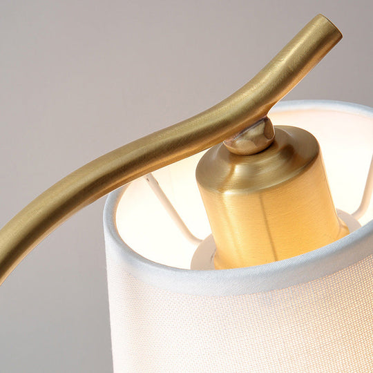 Minimalist Gold Metal Gooseneck Table Lamp With Cone Fabric Shade