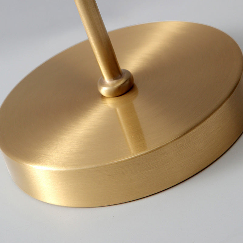 Minimalist Gold Metal Gooseneck Table Lamp With Cone Fabric Shade
