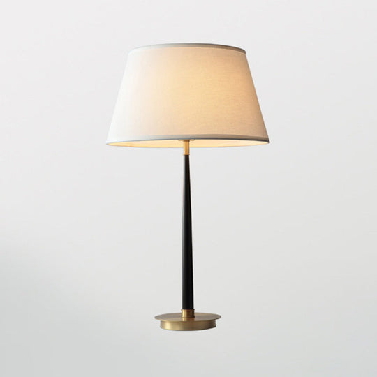 Modern Gold Fabric Barrel Table Lamp For Study Room - Nightstand Lighting / F