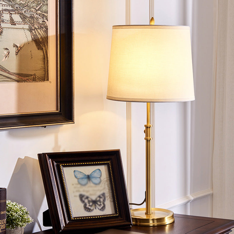 Modern Gold Tapered Nightstand Lamp - Simple 1-Light Adjustable Table Light