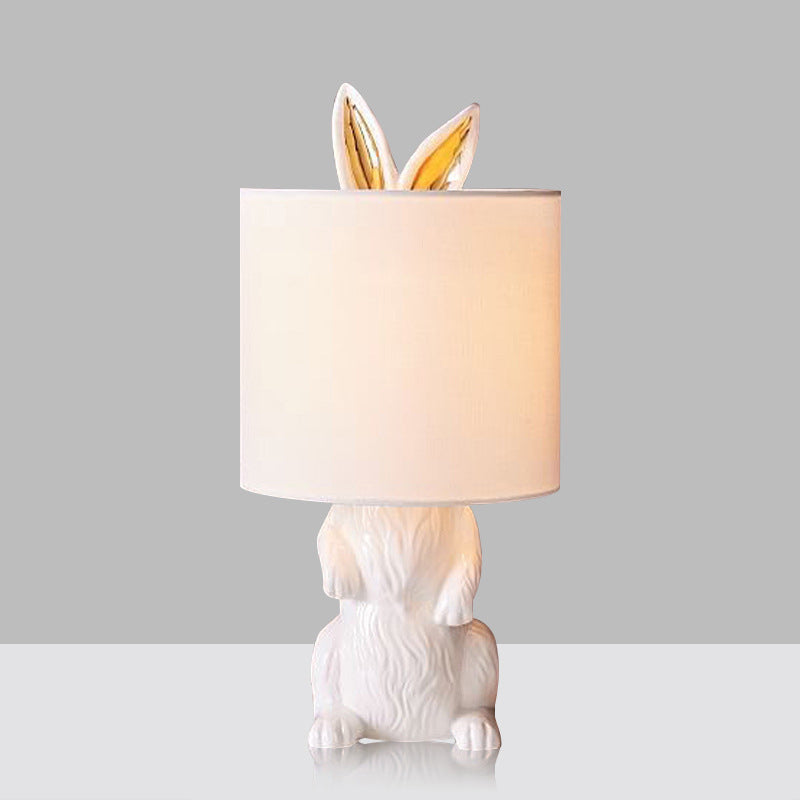 Modern Masked Rabbit Bedside Lamp: White Resin Table Light Single-Bulb Nightstand Lighting / Without