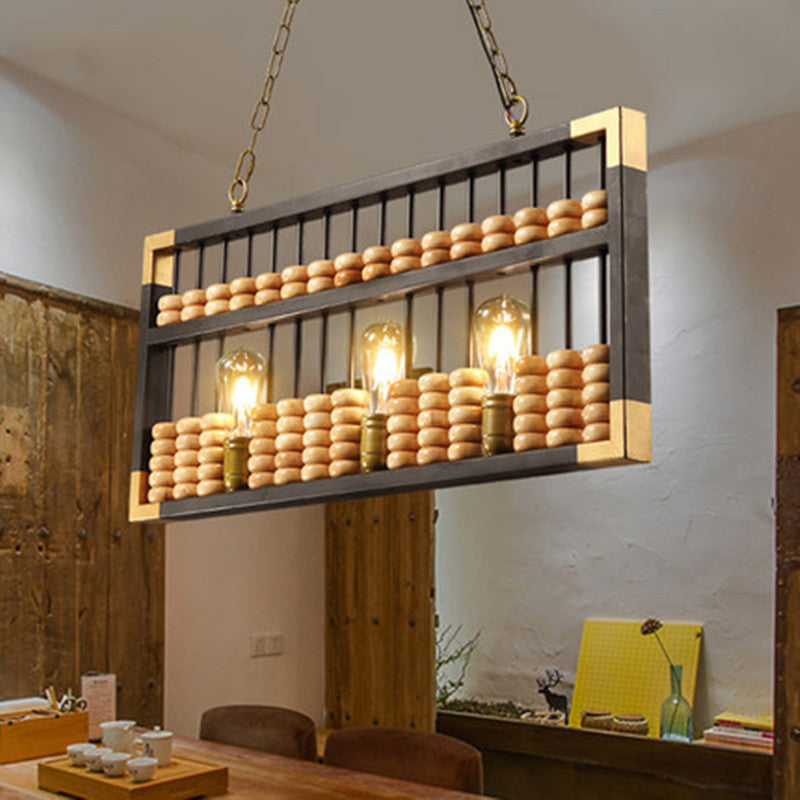 Metallic 3-Head Abacus Pendant Light For Restaurants And Decor