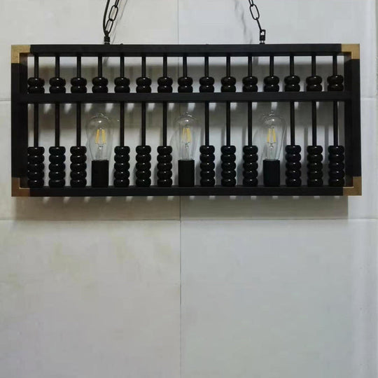 Metallic 3-Head Abacus Pendant Light For Restaurants And Decor Black