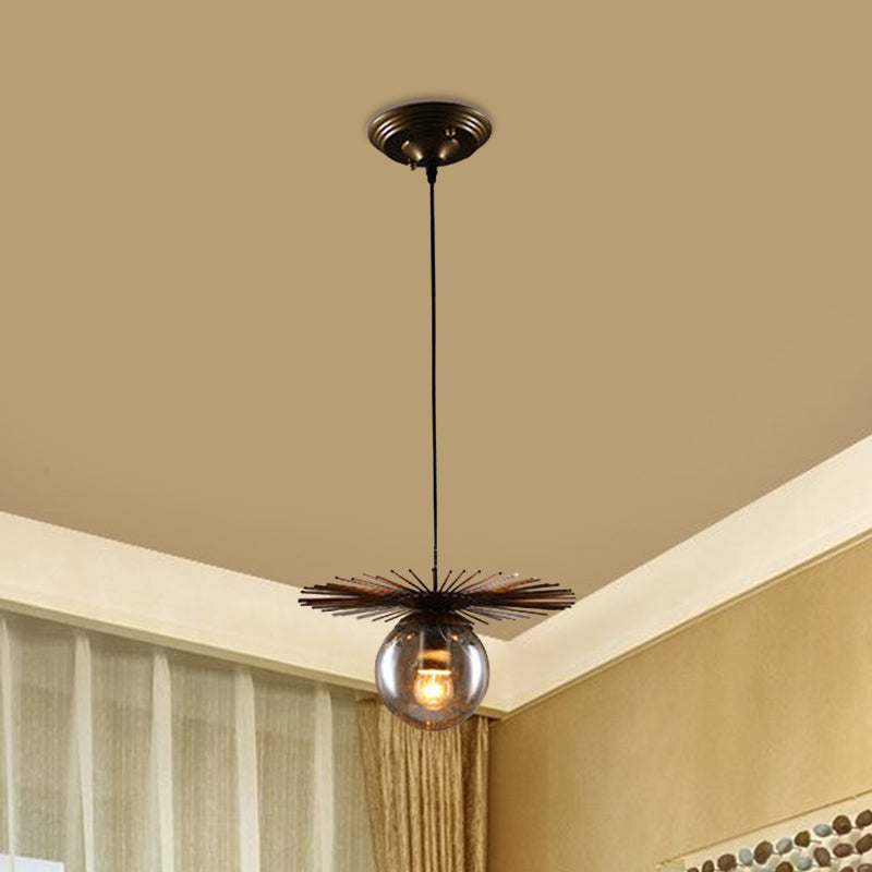Contemporary Iron Single-Bulb Pendant Light Fixture - Flat Suspension For Restaurants In Rust