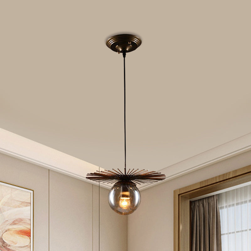 Contemporary Iron Single-Bulb Pendant Light Fixture - Flat Suspension For Restaurants In Rust