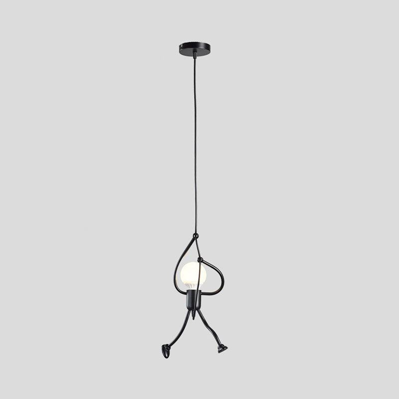 Iron Climbing Man Single-Bulb Pendant Light - Stylish Black Ceiling Decor