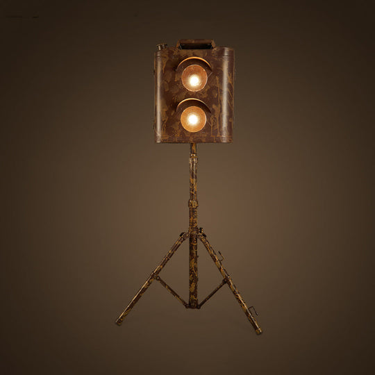 Modern Tripod Floor Light With 2 Metallic Bulbs - Ideal For Living Room Camouflage