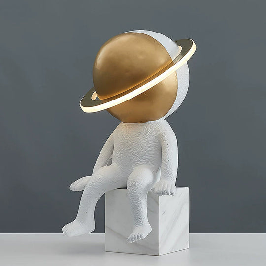 Astronaut Led Table Lamp: Decorative Resin Nightstand Light - White