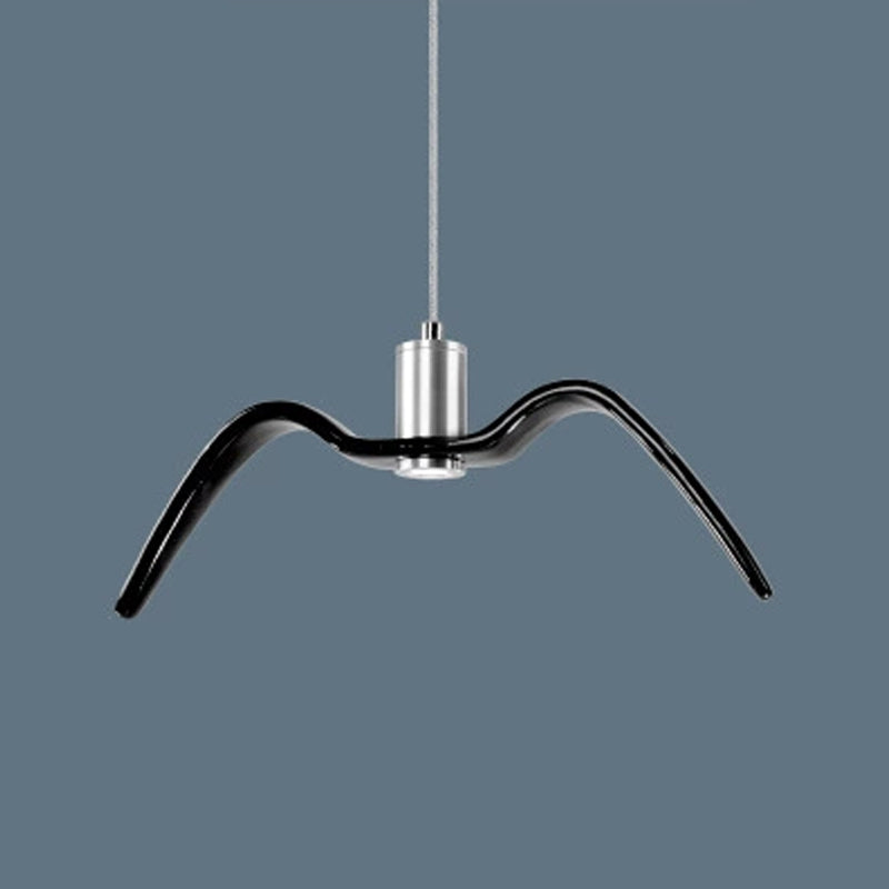 Seagull Resin Suspension Pendant Ceiling Light: Artistic Single-Bulb Fixture For Restaurants Black /