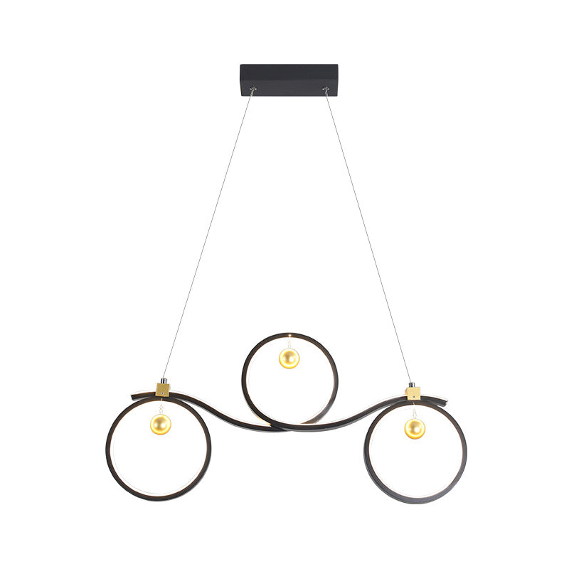 Contemporary Black Metal Led Pendant Light With Symmetrical Rings - Island Ceiling Lighting