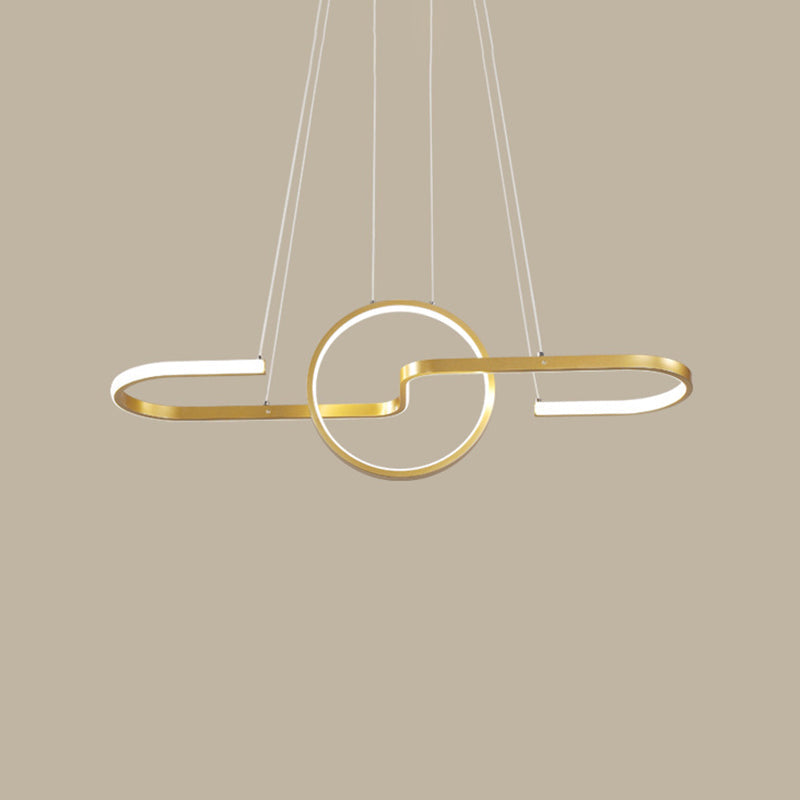 Sleek Ring And Curve Dining Room Pendant Light With Led Ceiling Mount Minimalistic Metal Simplicity