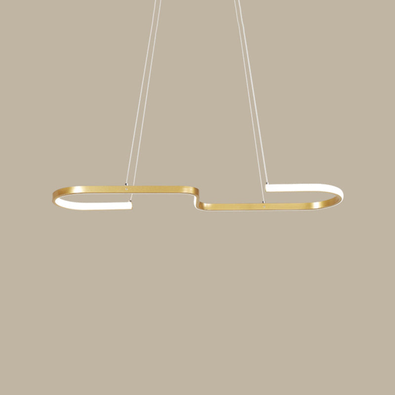 Sleek Ring And Curve Dining Room Pendant Light With Led Ceiling Mount Minimalistic Metal Simplicity