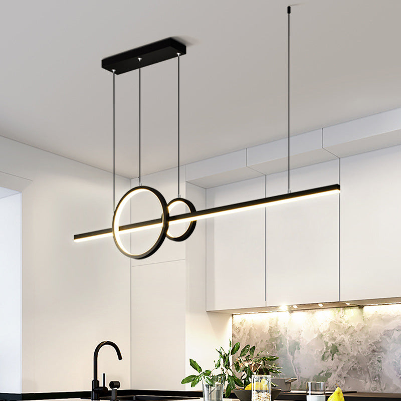 Minimalist Led Ceiling Light For Kitchen Island - Linear And Ring Design