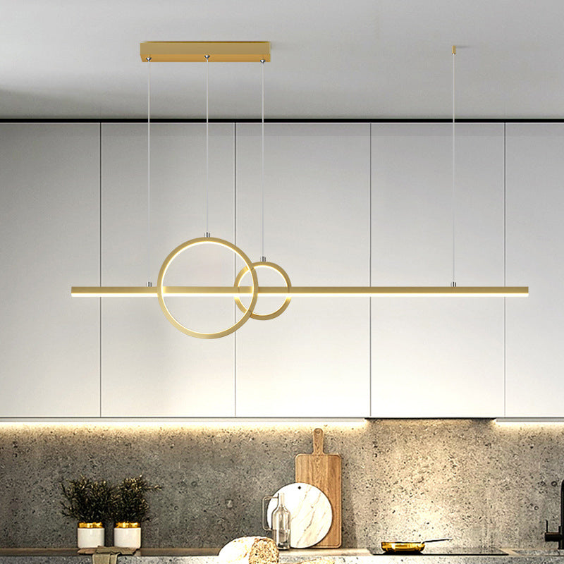 Minimalist Led Ceiling Light For Kitchen Island - Linear And Ring Design