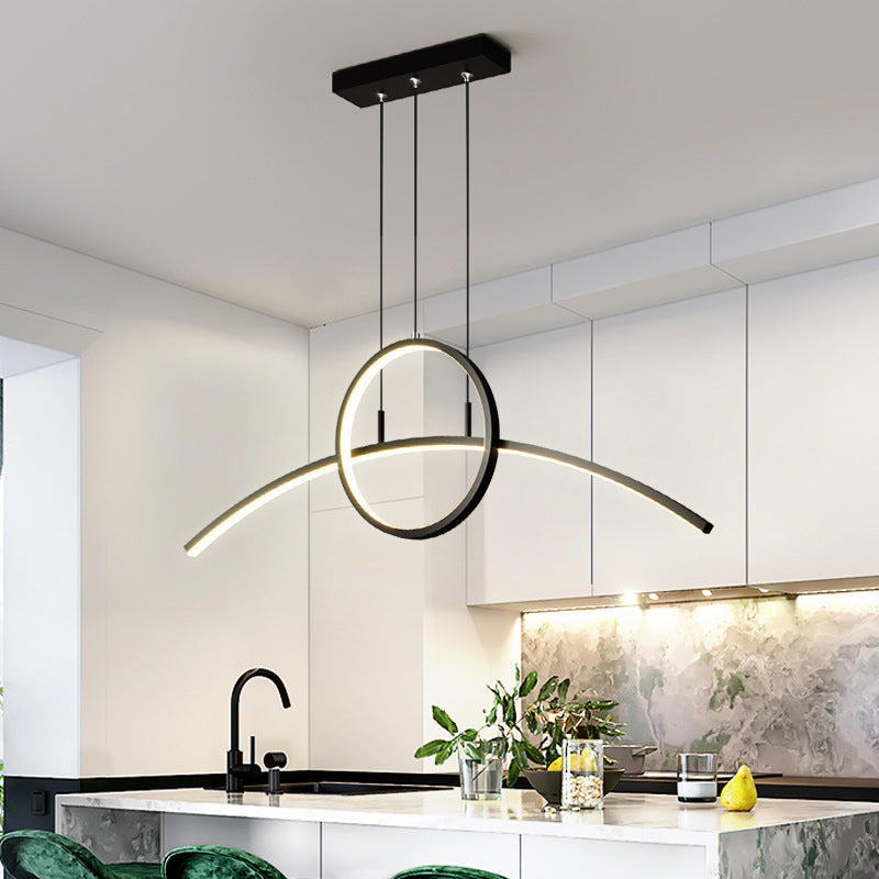 Artistic Metal Dining Room Led Ceiling Light Fixture With Ring And Arc Island Pendant