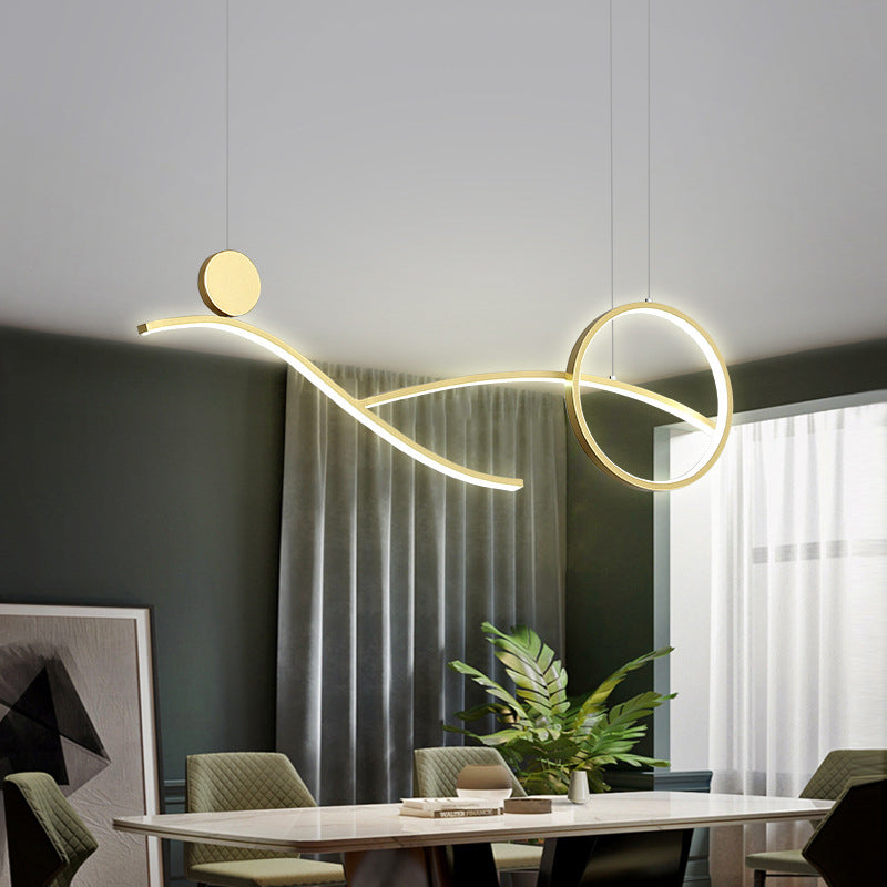Minimalist Metal Led Hanging Light For Dining Room And Kitchen Island Gold / White
