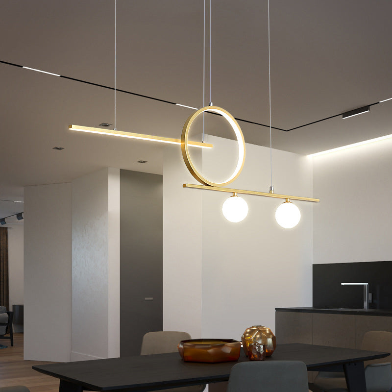 Minimalist Led Island Ceiling Light With Globe Acrylic Shade For Dining Room And Kitchen Gold /