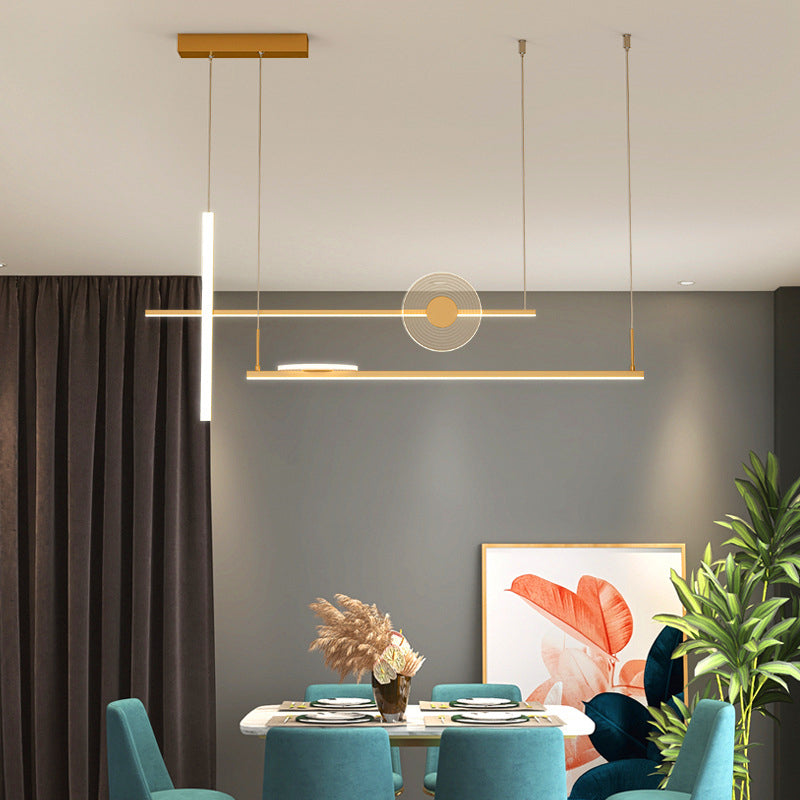 Contemporary Led Bar Pendant Light Fixture - Stylish Acrylic Island Chandelier For Dining Room Gold
