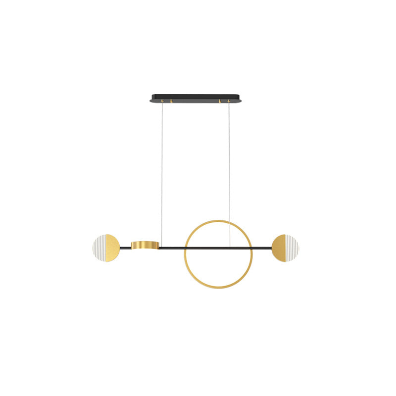 Contemporary Gold Led Pendant Light For Dining Room - Circle Metal Island Ceiling Lighting