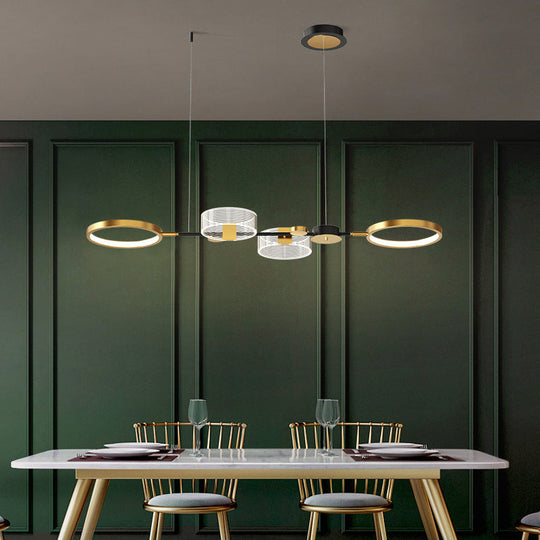 Artistic Metal Led Ceiling Pendant Light For Dining Room - Gold Ring Island Fixture