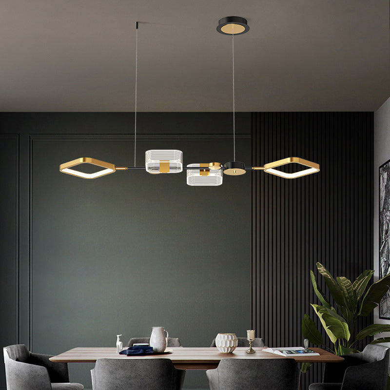 Artistic Metal Led Ceiling Pendant Light For Dining Room - Gold Ring Island Fixture / White A