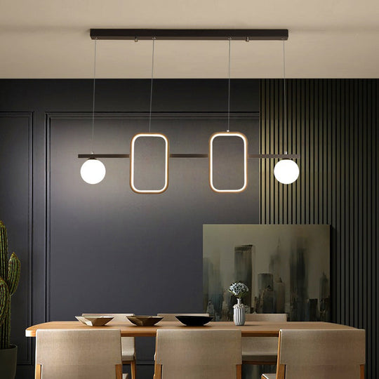 Minimalist Metal Dining Room Island Ceiling Light With Symmetrical Geometric Led Design And Cream