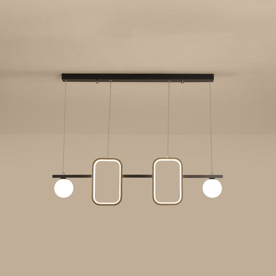 Minimalist Metal Dining Room Island Ceiling Light With Symmetrical Geometric Led Design And Cream