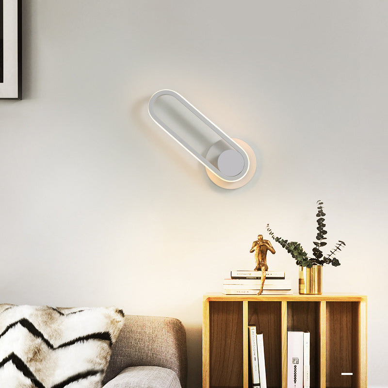 Minimalist Led Oval Wall Sconce Light For Living Room - Stylish Metal Mount Lighting