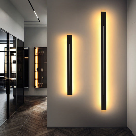 Sleek Bar Shape Led Wall Sconce For Living Room | Simplicity Collection Black / 23.5 White