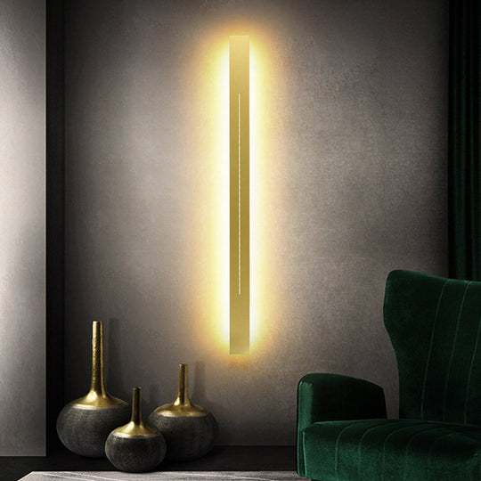 Sleek Bar Shape Led Wall Sconce For Living Room | Simplicity Collection Gold / 23.5 White
