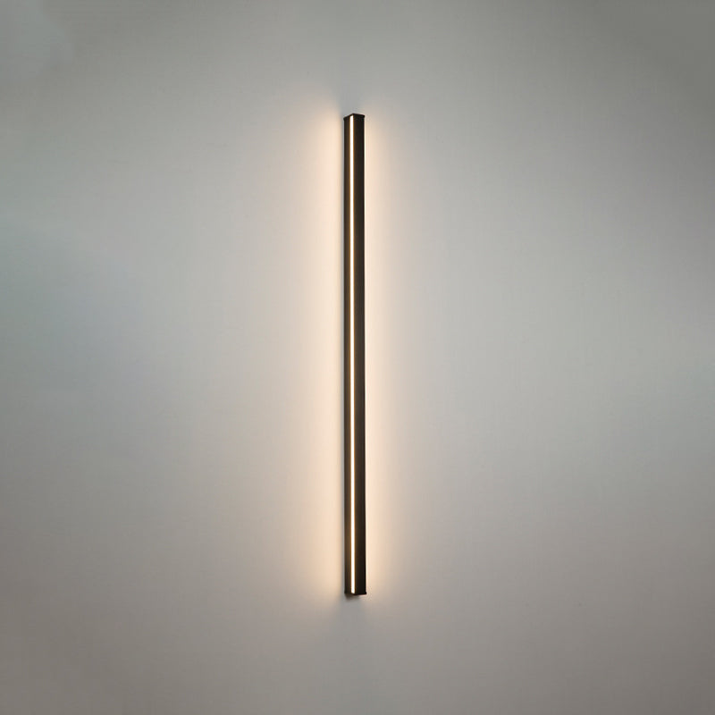Minimalist Metal Led Wall Sconce Light For Bedroom - Rectangular Design In Black